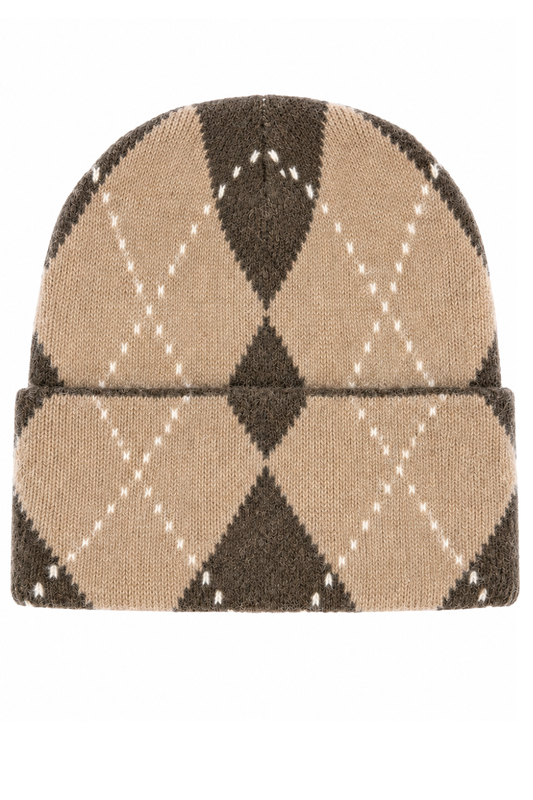 Cozy Argyle Strickmütze braun/taupe