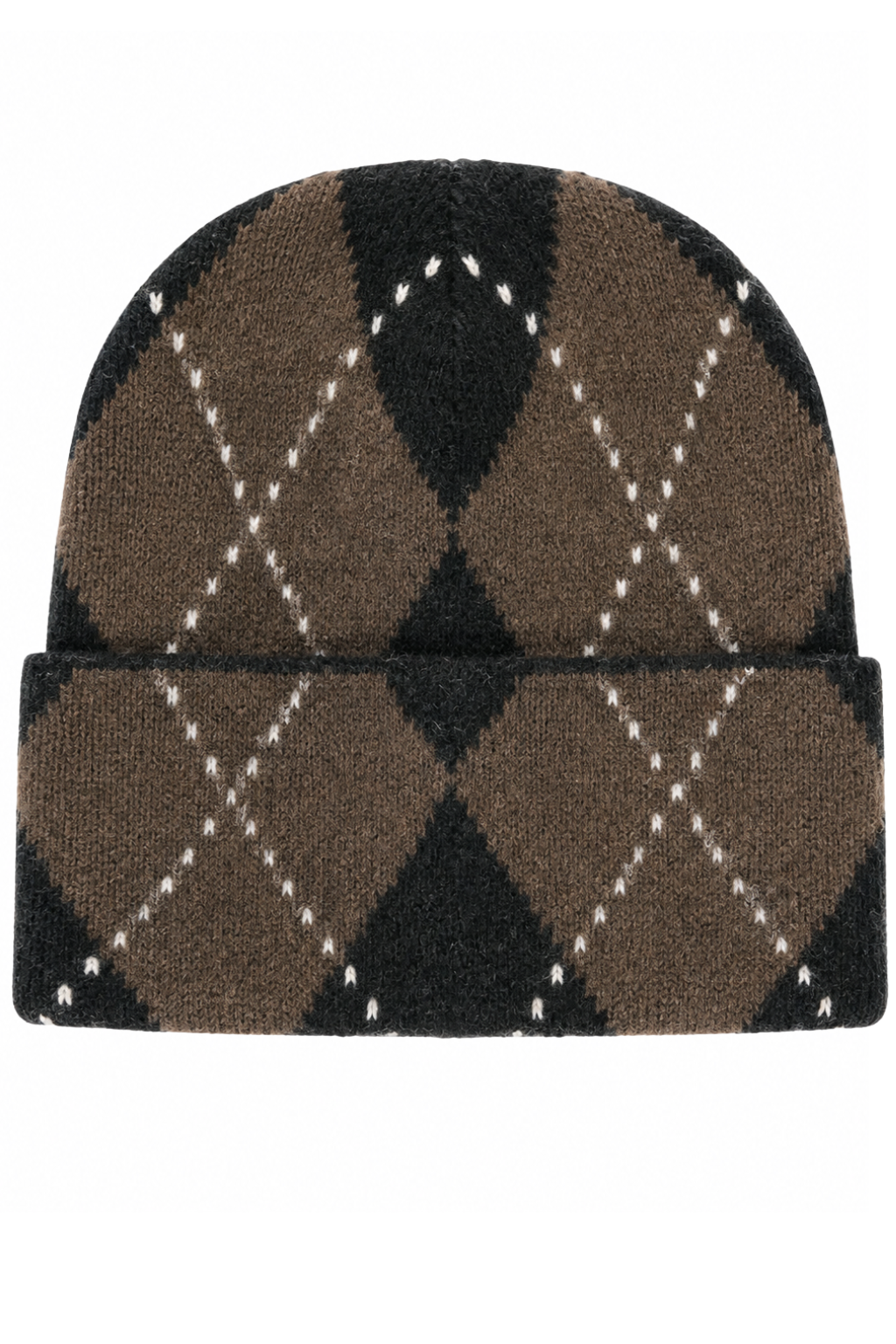 Cozy Argyle Strickmütze schwarz/braun