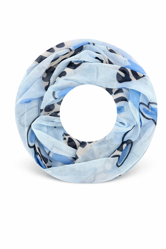 Herz- + Animal-Print Loop-Schal blau