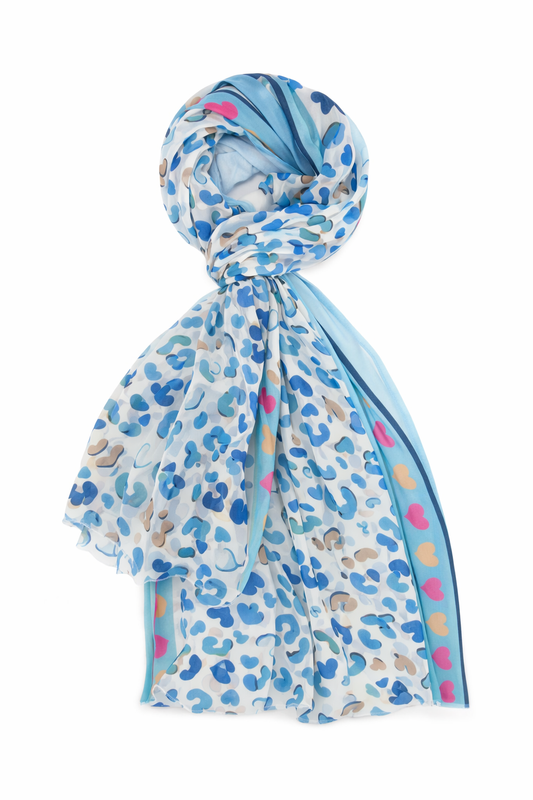 Leichter Leo-Schal mit Herz-Details blau