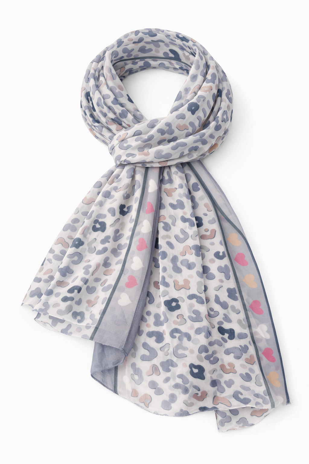 Leichter Leo-Schal mit Herz-Details grau
