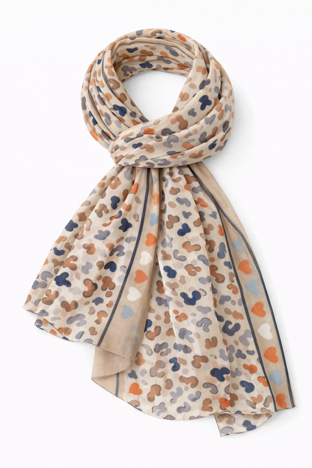 Leichter Leo-Schal mit Herz-Details taupe