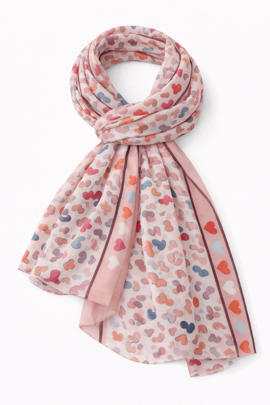 Leichter Leo-Schal mit Herz-Details rosé
