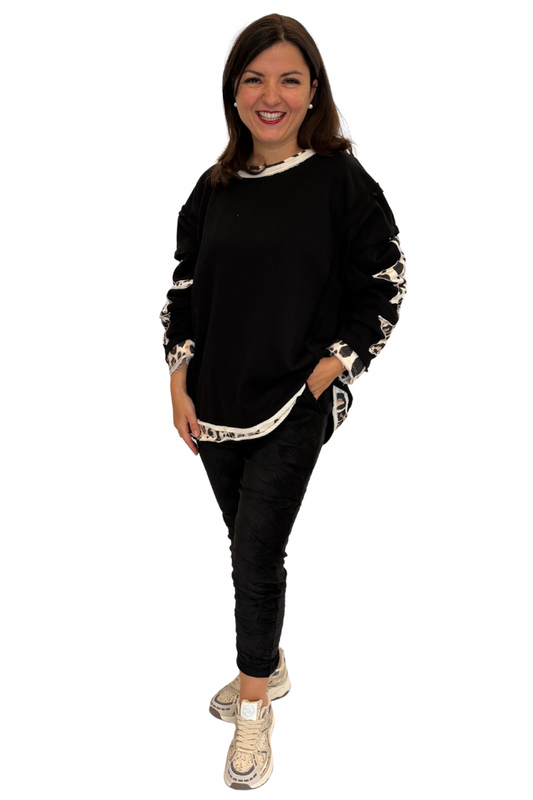 Leo Star Statement Pullover schwarz, Gr. 38-44