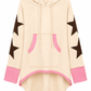 Oversize Hoodie „Pink Star“  beige, Gr. 38-44