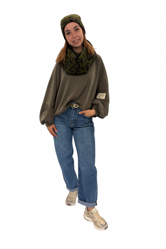 Oversize Sweatshirt „Perfectly Imperfect“ oliv, Gr. 36-44
