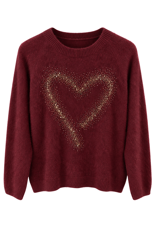 Pullover Heart bordeaux, Gr. 34-40