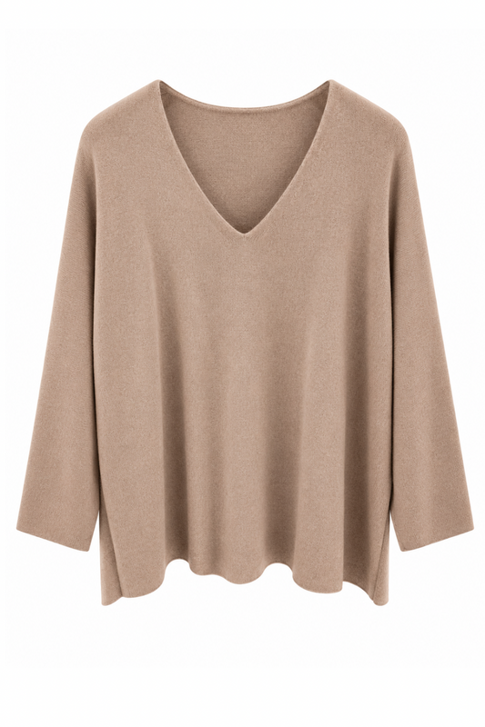 Soft V-Neck Pullover camel, Gr. 38-46