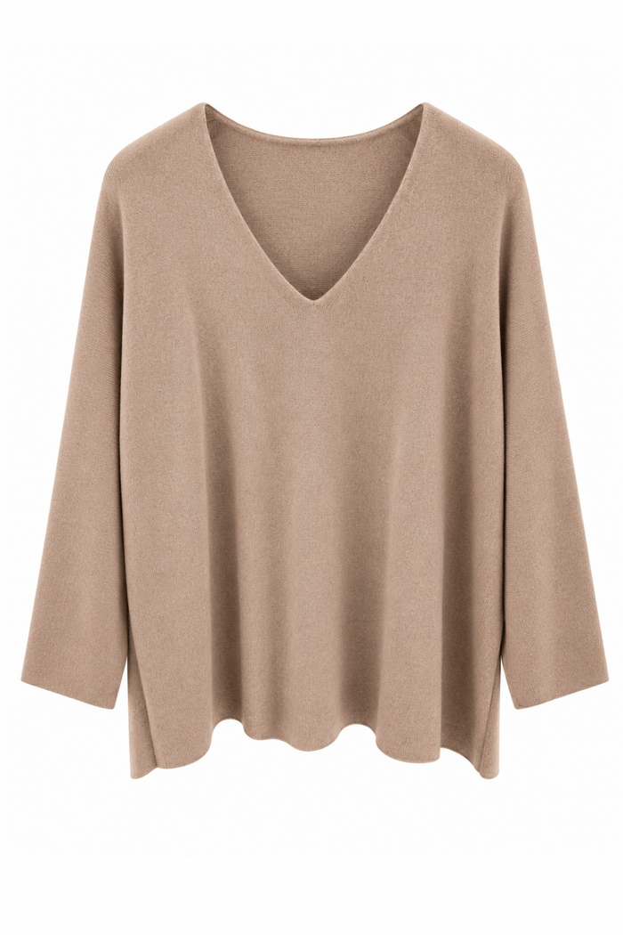 Soft V-Neck Pullover camel, Gr. 38-46