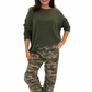 Soft Rundhals Pullover oliv, Gr. 38-46