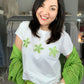T-Shirt mit Glitzerblumen grün