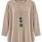 Kuschelweicher Pullover mit Schmuckkette beige, Gr. 36-44