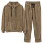 Kuschelweiches Wohlfühl-Set mit Kapuzenjacke & Hose taupe, Gr.  36-42