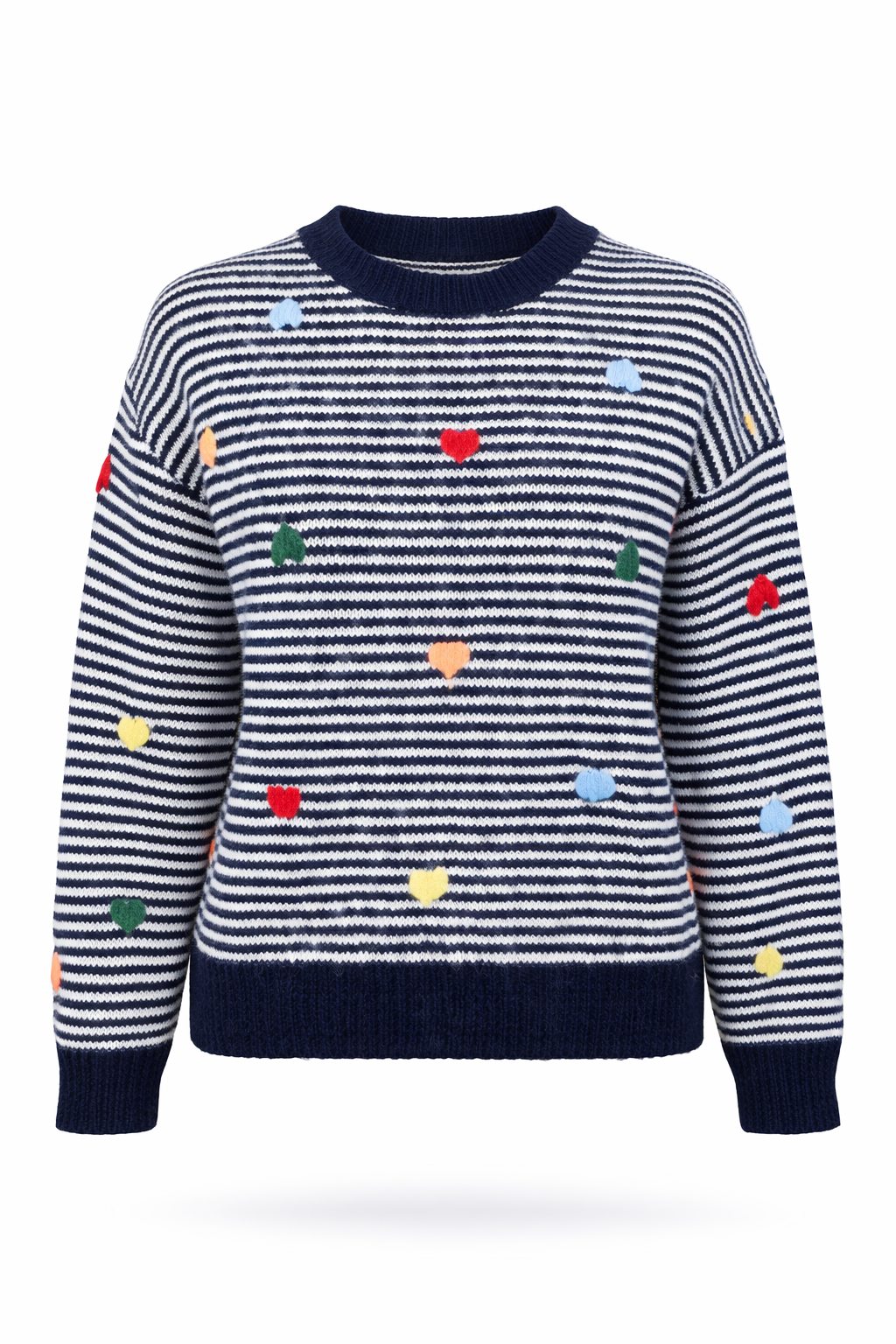 Strickpullover Streifen + Herzen, Gr. 34-40