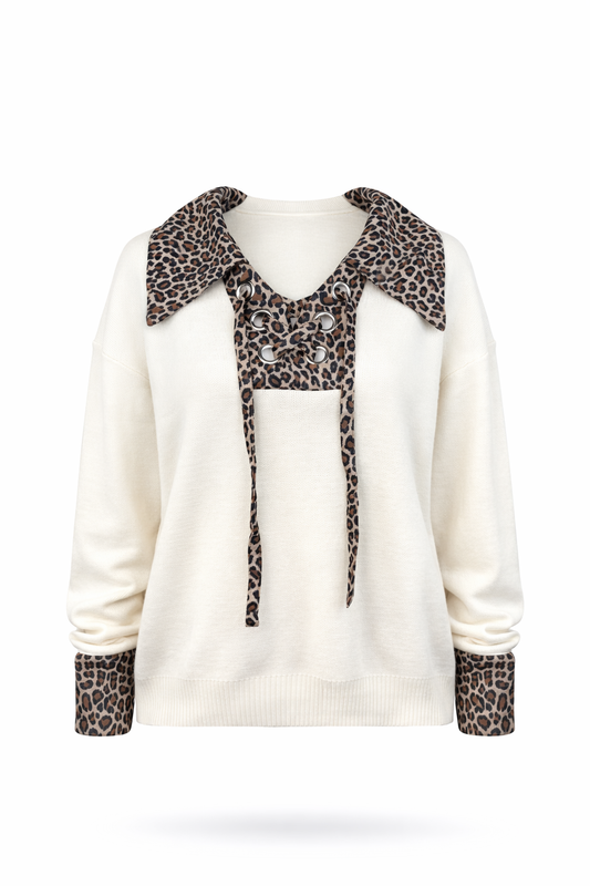 Pullover Leo-Akzente creme, Gr. 36-42