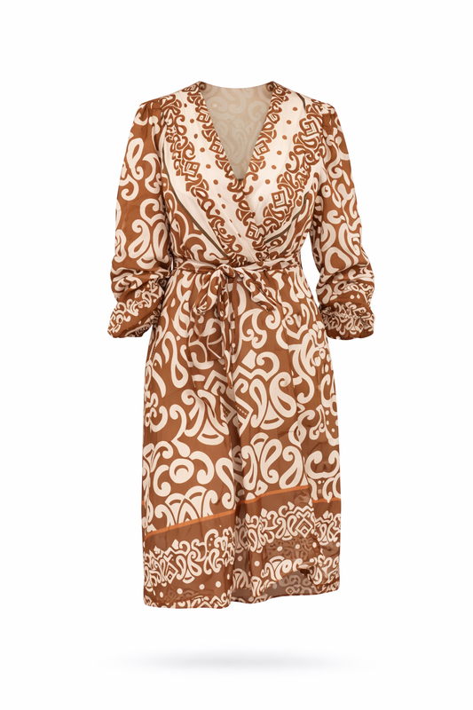 Midikleid Ethno cognac, Gr. 34-40