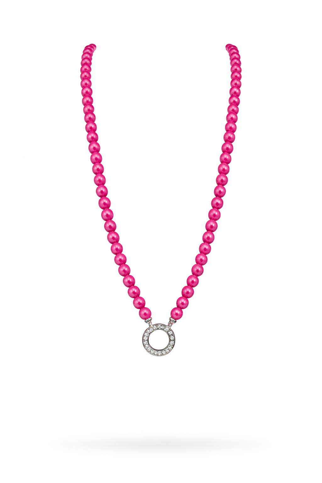 Moonligt Pearls Halskette pink & Zirkonia Ring-Anhänger