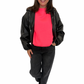Cropped Jacke Lederoptik schwarz, Gr. 34-42