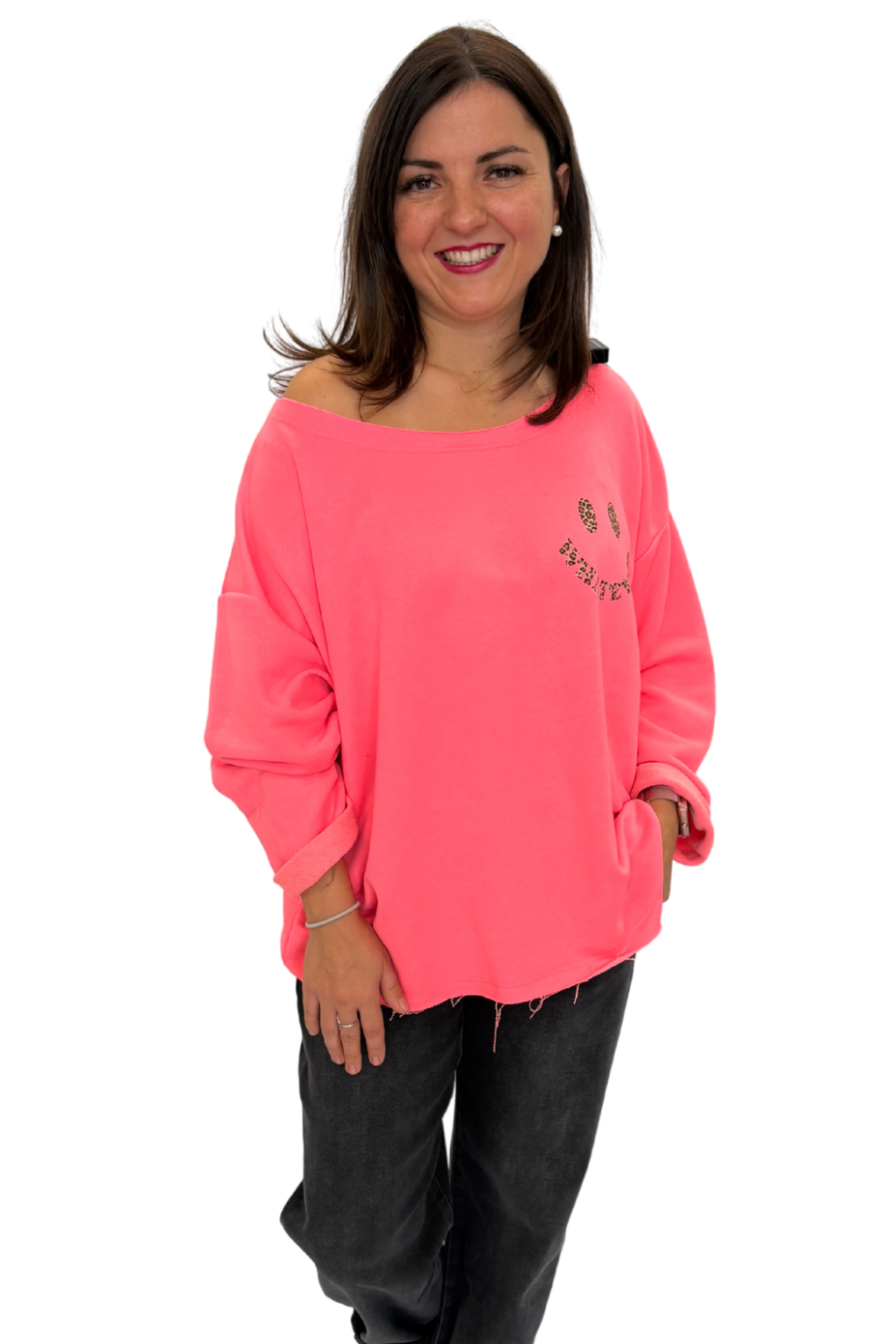Sweatshirt Smiley Leo neonpink, Gr. 34-42