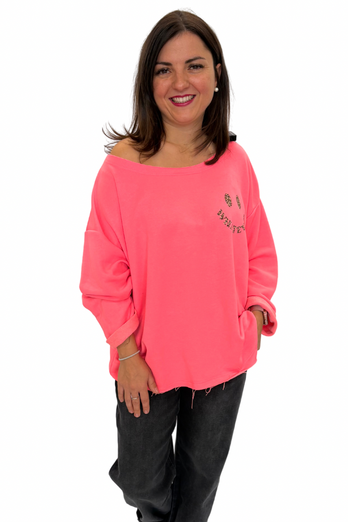 Sweatshirt Smiley Leo neonpink, Gr. 34-42