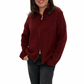 Strickjacke Stehkragen bordeaux, Gr. 34-40