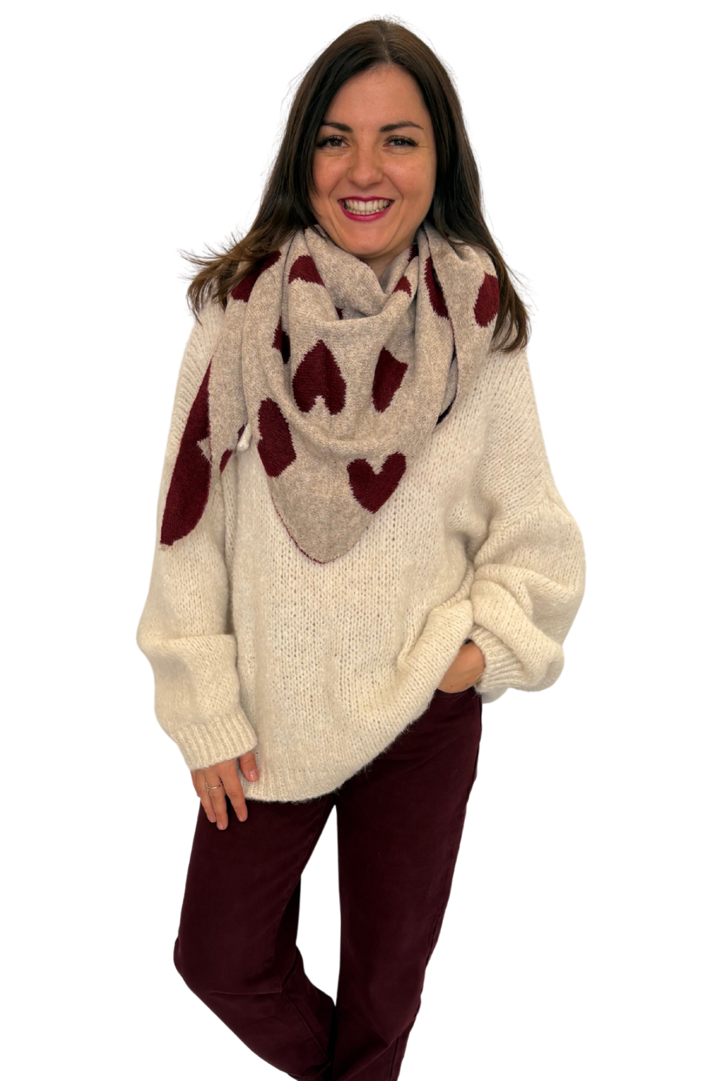 Kuschliger Kapuzen Pullover creme, Gr. 36-42