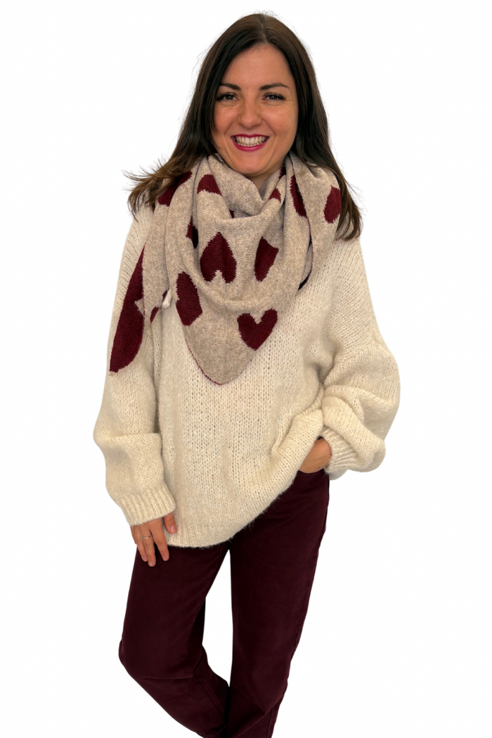 Kuschliger Kapuzen Pullover creme, Gr. 36-42