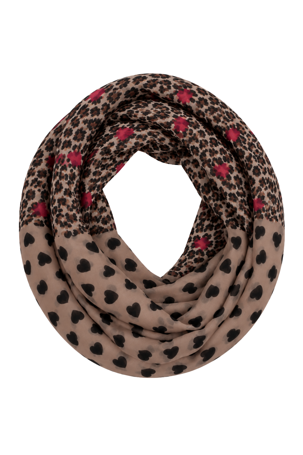 Loop-Tuch „Leo Hearts“ taupe