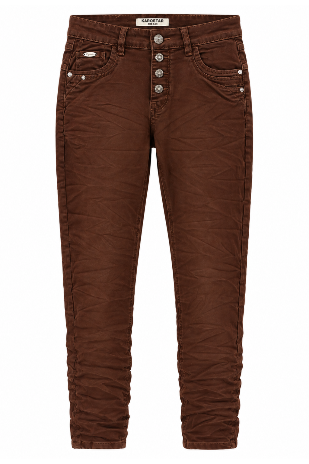 Karostar Button Jeans – schokobraun, Gr. 36-44