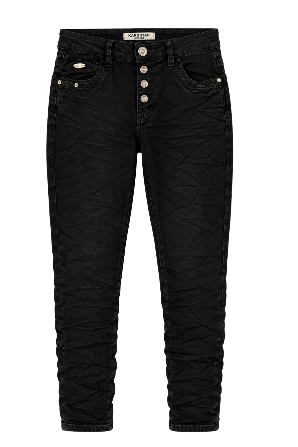 Karostar Button Jeans – schwarz, Gr. 36-44