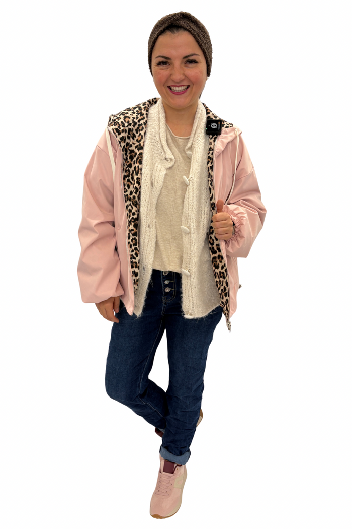 Wendejacke mit Kapuze rosa, Gr. 34-42