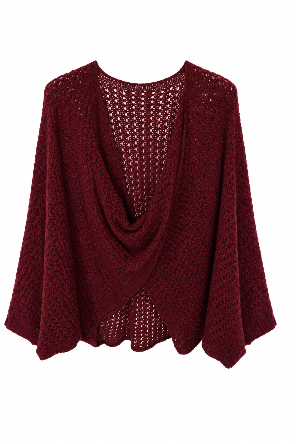 Strick-Wickelpullover bordeaux, Gr. 34-42
