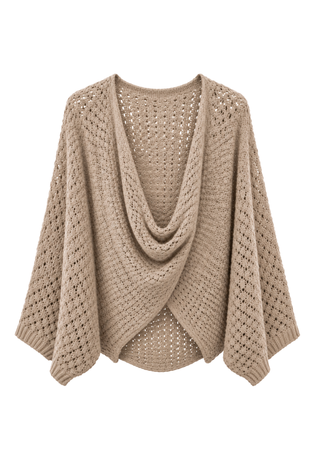 Strick-Wickelpullover sandtaupe , Gr. 34-42