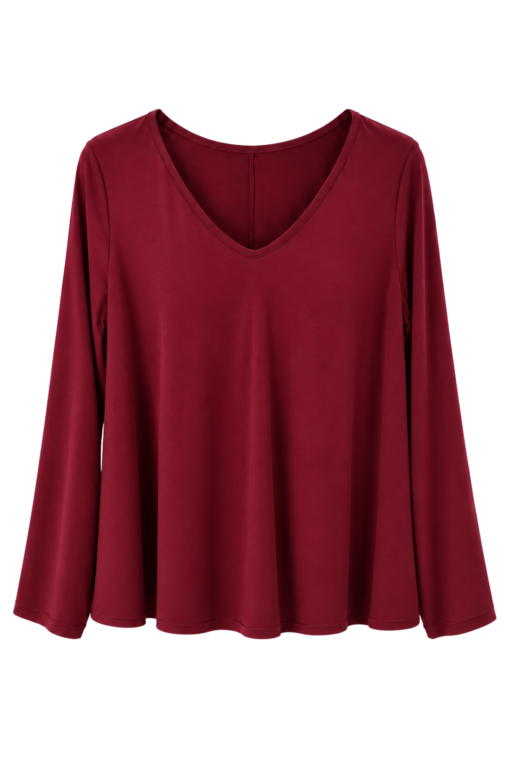 Longsleeve „Lina“ mit V-Ausschnitt bordeaux, Gr. 36-42