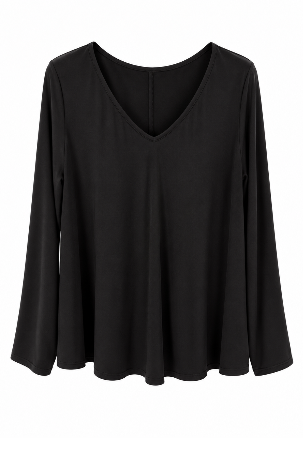 Longsleeve „Lina“ mit V-Ausschnitt schwarz, Gr. 36-42