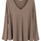 Longsleeve „Lina“ mit V-Ausschnitt taupe, Gr. 36-42