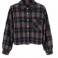 Cropped Karo-Hemdjacke blau, Gr. 34-42
