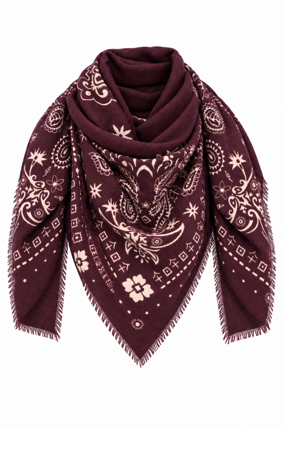 Paisley Schal aubergine/creme