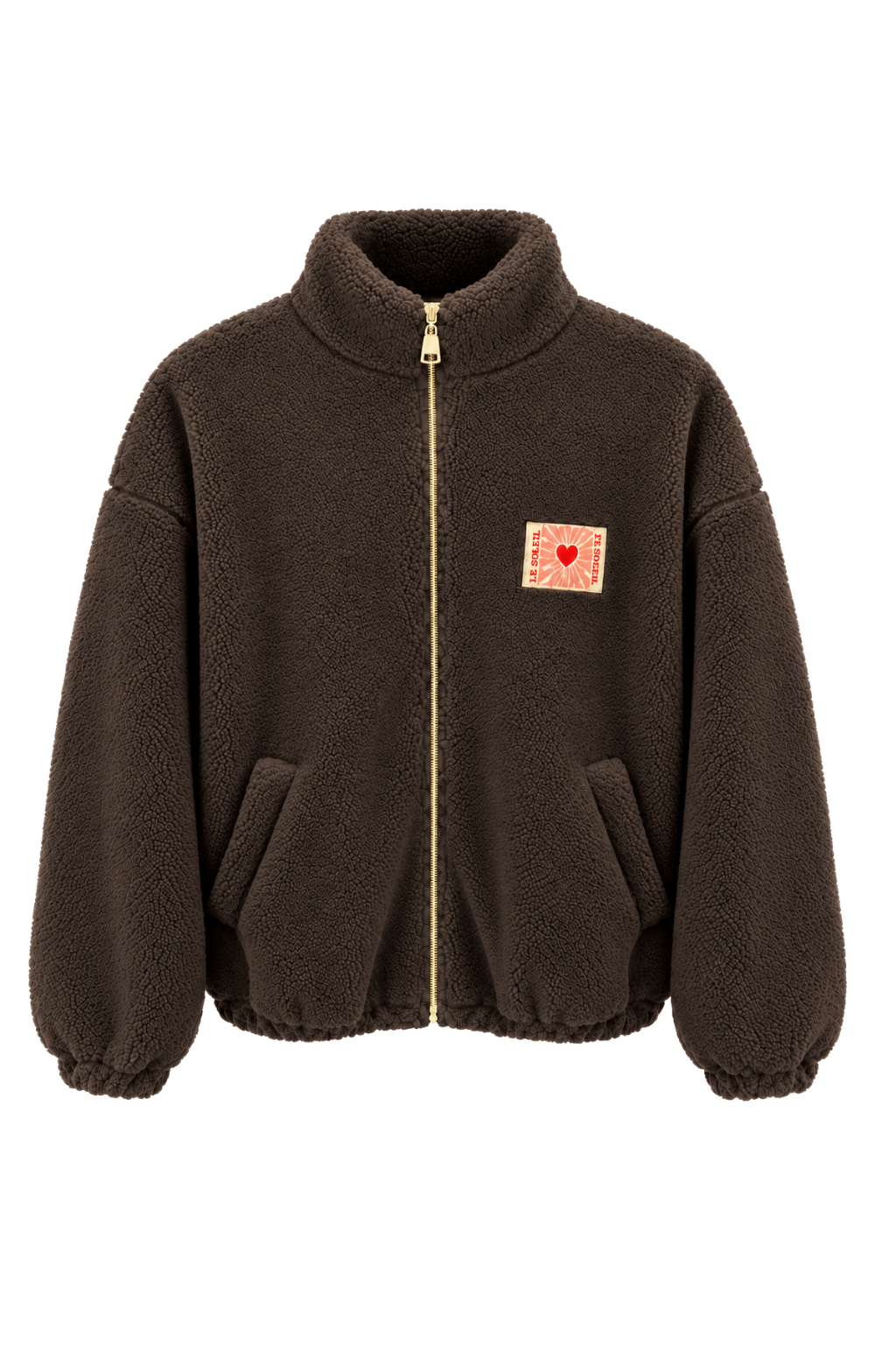 Teddy Fleece Jacke braun, Gr. 34-42