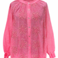 Bluse mit floraler Stickerei neonpink, Gr. 38-44