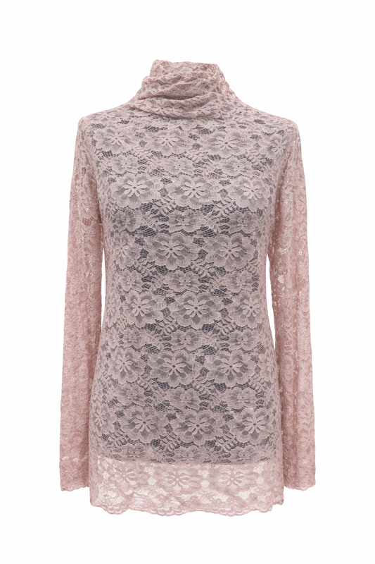 Spitzenoberteil florales Muster rosé, Gr. 36-40