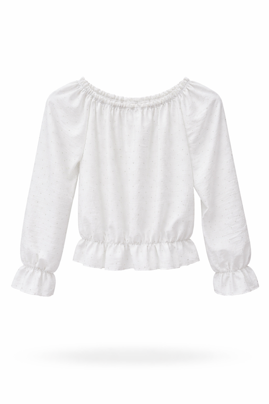 Mädchenbluse mit Glitzersteinen weiß, 4-14 Jahre