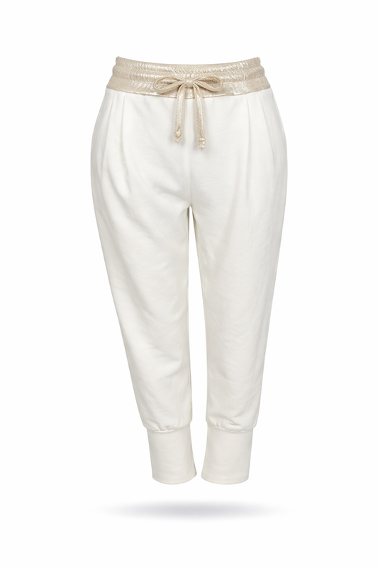 Damen Joggerpants mit Satinbund Gr. 36-42 wollweiß