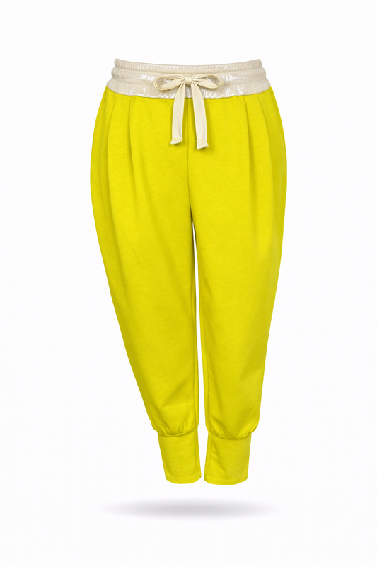 Damen Joggerpants mit Satinbund Gr. 36-42 limette