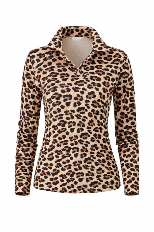 Longsleeve mit Polokragen Leo semi-transparent, Gr. 36-44