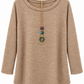Lässiges Shirt mit Schmuckkette camel, Gr. 36-42