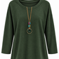Lässiges Shirt mit Schmuckkette oliv, Gr. 36-42