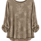Lockeres Strukturshirt mit Blättermuster taupe, Gr. 38-44