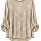 Lockeres Strukturshirt mit Blättermuster beige, Gr. 38-44