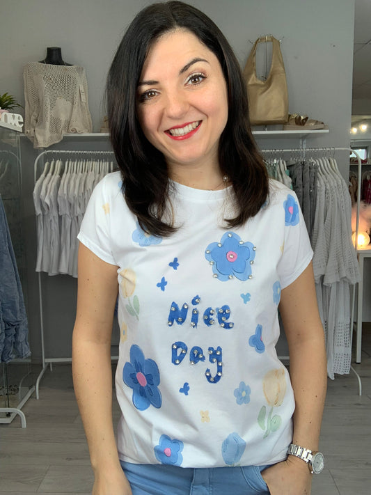 T-Shirt "Nice day" blau